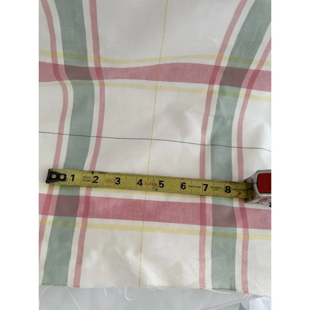 Vintage 90’s Pink Green Cream Yellow Plaid Fabric Cottage Country By The YARD